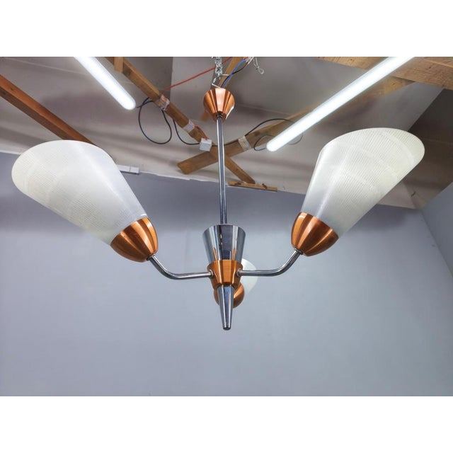Mid-Century Pendant Light in Copper and Chrome, Czechoslovakia, 1970s For Sale - Image 9 of 14