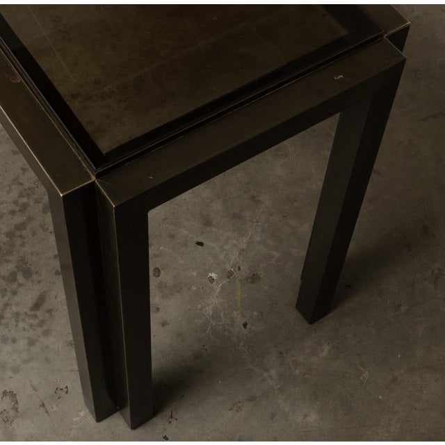 1960s Metallic Console Table Long & Low Glass Gunmetal Ultra Cool 73” For Sale - Image 11 of 16