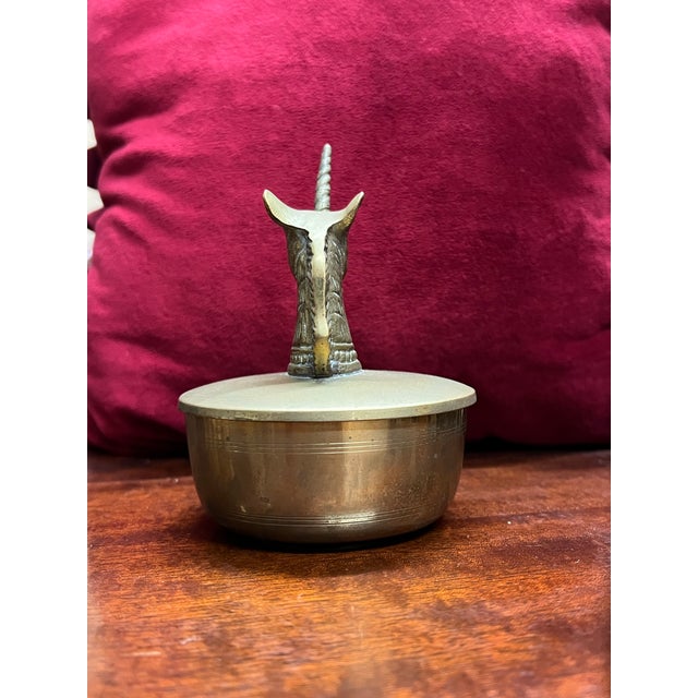1980s Vintage Brass Unicorn Box For Sale - Image 5 of 7