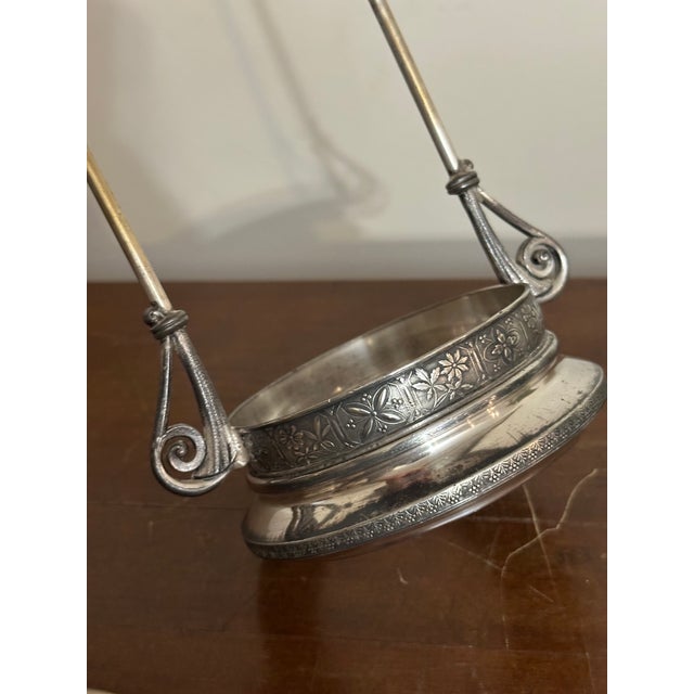 Antique Silver Plate Pickle Castor, Victorian Pressed Glass, Country Scenes, Quadruple Plate For Sale - Image 9 of 14