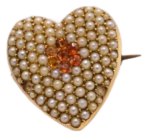 The 179th Street: Seed Pearl and Garnet Heart Pendant