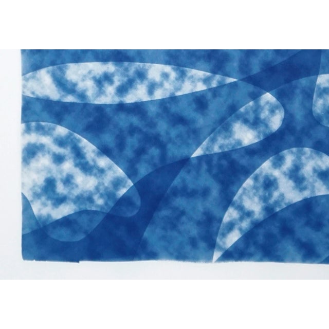 Blue 2021 "Misty Underwater Shapes" Contemporary Cyanotype on Watercolor Paper For Sale - Image 8 of 11