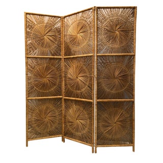 Vintage Boho Wicker Screen For Sale