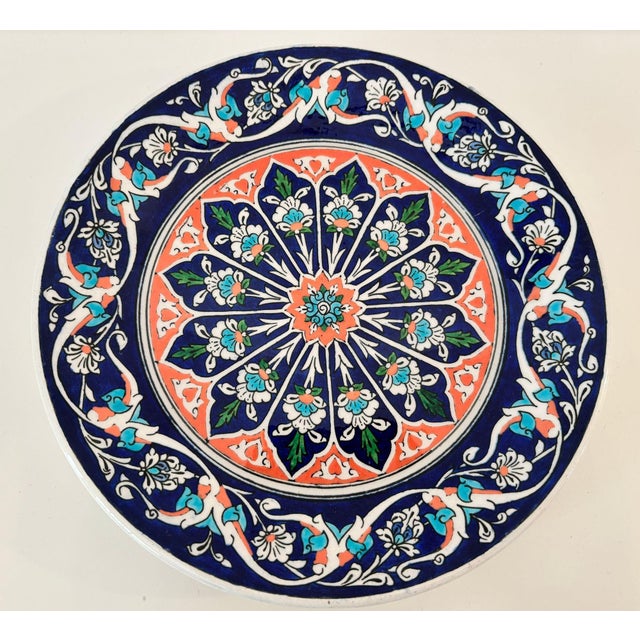 Mid-20th Century Handmade Turkish Kütahya Ceramic Wall Plate | Iznik Style, Artist Signed Elevate your space with this...