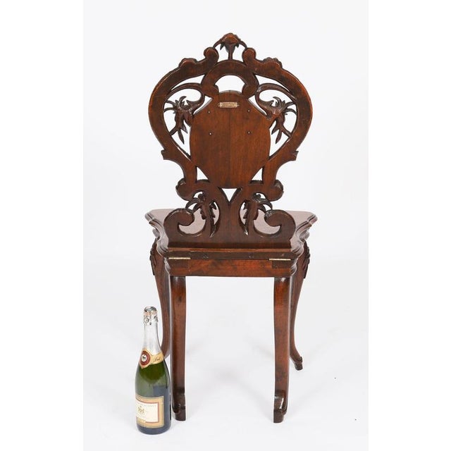 Antique Swiss Walnut Marquetry Inlaid Musical Chair, 19th Century For Sale - Image 13 of 16