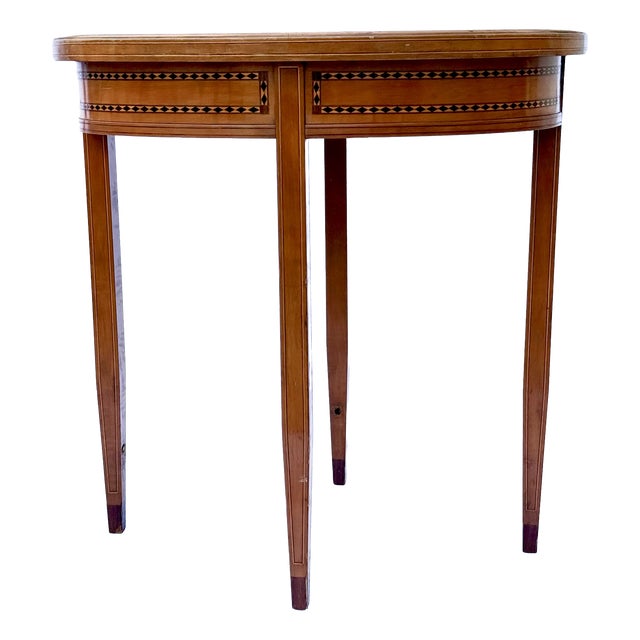 Oval Inlaid Side Table attributed to Bruno Paul, Germany, 1910-1920 For Sale