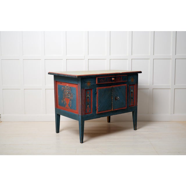 Swedish Blue & Red Sideboard For Sale - Image 5 of 14