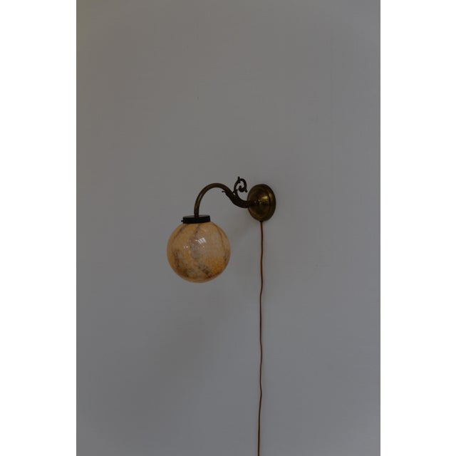Italian Art Nouveau Glass and Brass Moon Wall Light, 1920s For Sale - Image 15 of 18