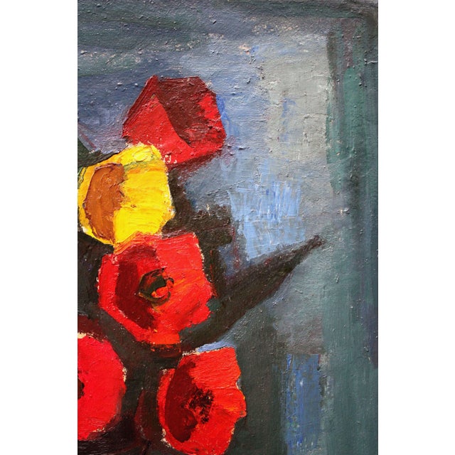 Flowers. Oil on cardboard, 71.5x56 cm aleksandr rodin (1922-2001) painter born in a family of farmers. Wife rasma lace -...