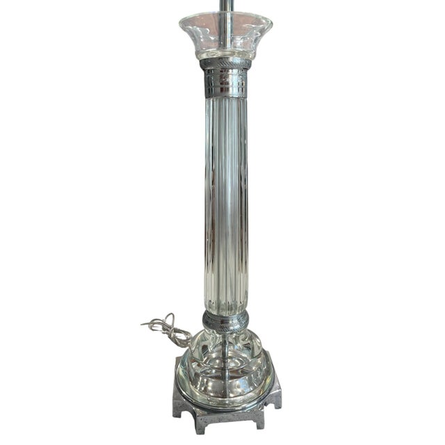 Traditional Marbro Crystal Column Table Lamp, 1950s For Sale - Image 3 of 15