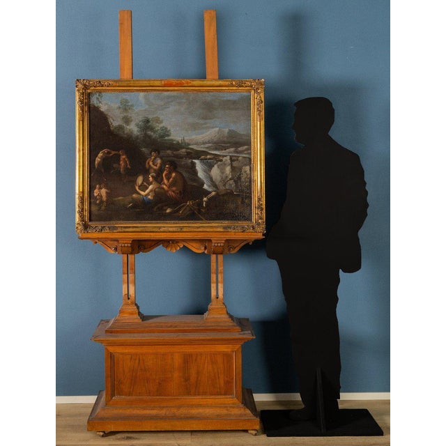 After Agostino Carracci, Landscape with Nymphs and Satyrs, 16th Century, Oil on Canvas For Sale - Image 4 of 9