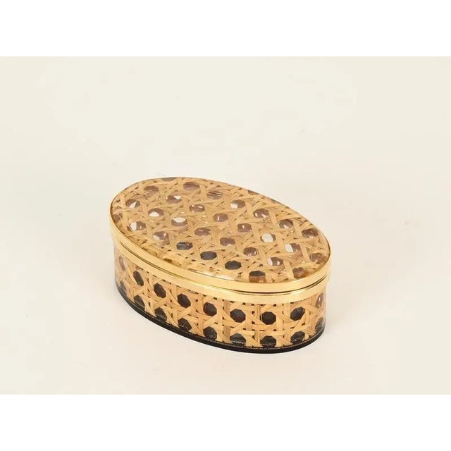 1970s Decorative Boxes in Brass, Acrylic Glass and Vienna Straw from Dior, Italy, 1970s, Set of 3 For Sale - Image 5 of 18