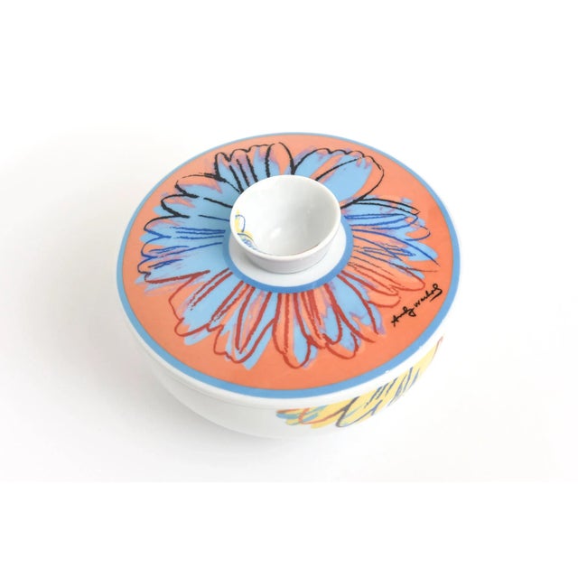 This ultra chic vintage Rosenthal Germany porcelain 2 part flower bowl is a design of Andy Warhol and executed after Andy...
