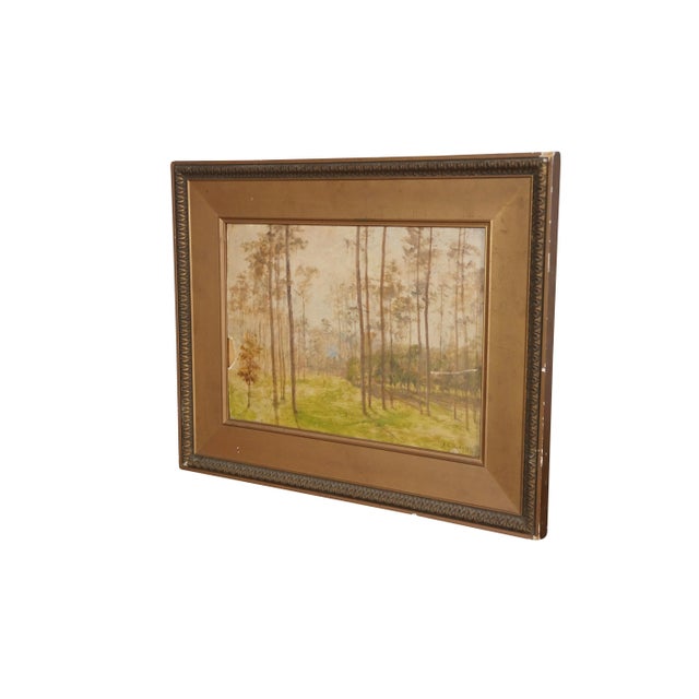 Circa early 20th century oil painting on paper, depicting an autumn forest landscape by James Craig Nicoll. Signed lower...