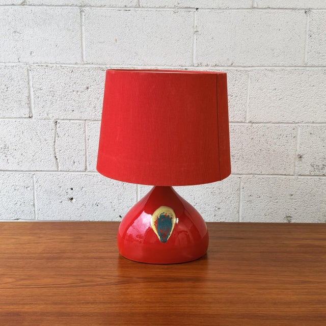 Mid-Century Modern Vintage Danish Modern Bjørn Wiinblad Rosenthal Red Ceramic Table Lamps - Pair For Sale - Image 3 of 10