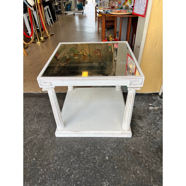 Vintage Hollywood Regency Fluted Column Side Table With Smoky Mirror Top For Sale - Image 4 of 5