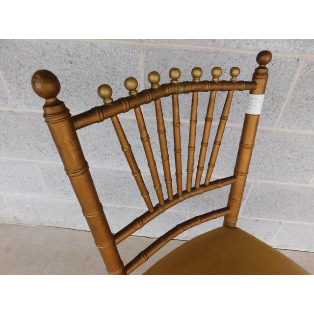 Antique Gold Painted Faux Bamboo Music Box Seat Accent Chair For Sale In Philadelphia - Image 6 of 12