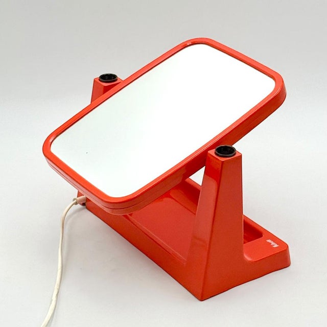 Vintage Orange Dual Mirror with Lights from Schott, 1970s For Sale - Image 10 of 13
