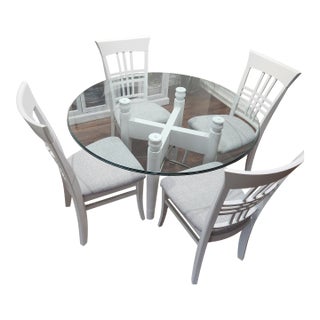 Dining Kitchen Table and 4 Chairs Thomasville White Modern Vintage For Sale
