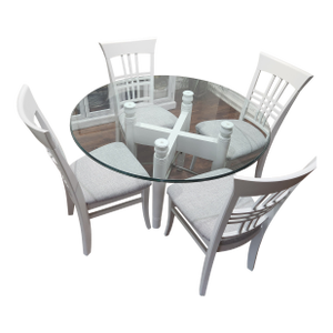 Dining Kitchen Table and 4 Chairs Thomasville White Modern Vintage