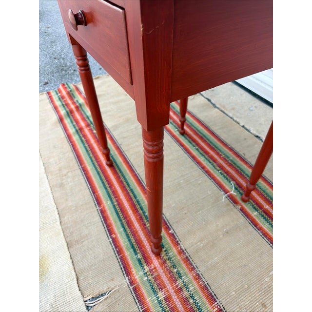 Mid 19th Century A Pennsylvania Turned Leg Red Wash Painted 1 Drawer Side Table, Circa 1840’s For Sale - Image 5 of 17