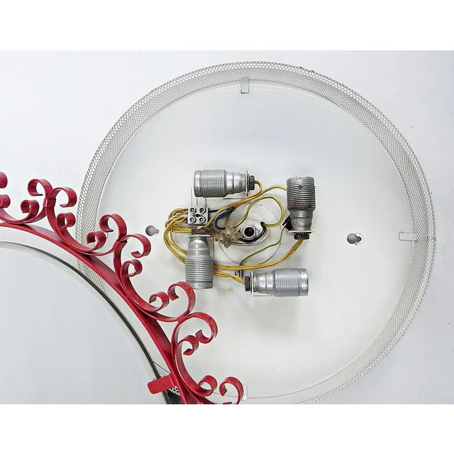 Red Aurora Wall Lamp with Mirror, 1960s For Sale - Image 8 of 10