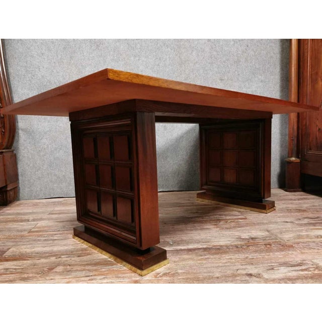 1920s Art Deco Desk or Conference Table after Charles Dudouyt, 1940s For Sale - Image 5 of 6