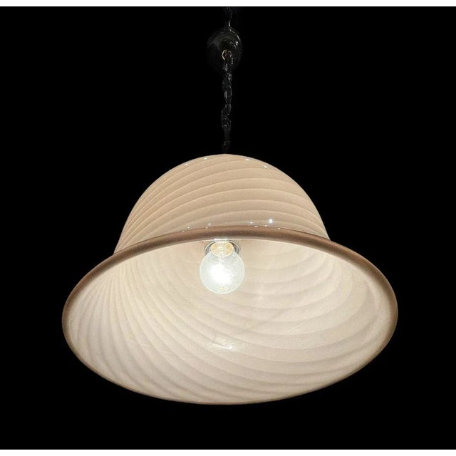 Pink Swirl Murano Glass Pendant Lamp from Venini For Sale - Image 3 of 11