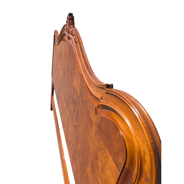Wood Vintage Henredon Louis XV Style Burl Wood King Headboard & Bombe Nightstands, Set of 3 (Circa 1980s) For Sale - Image 7 of 18