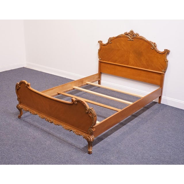 VINTAGE ANTIQUE Solid Maple French Provincial Rococo Revival Full Size Bed 11200 49.5" High 60" Wide 80" Deep Mattress...