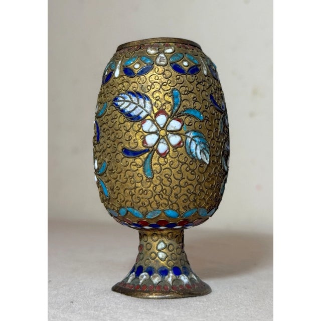 Japanese Antique 19th Century Handmade Japanese Champleve Enameled Bronze Vase Cloisonné For Sale - Image 3 of 9