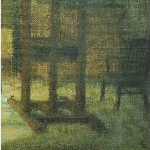 Oil on canvas mounted on a wooden table, realized by Giovanni Gromo in 1980s. Hand monogrammed. Good condition. This piece...