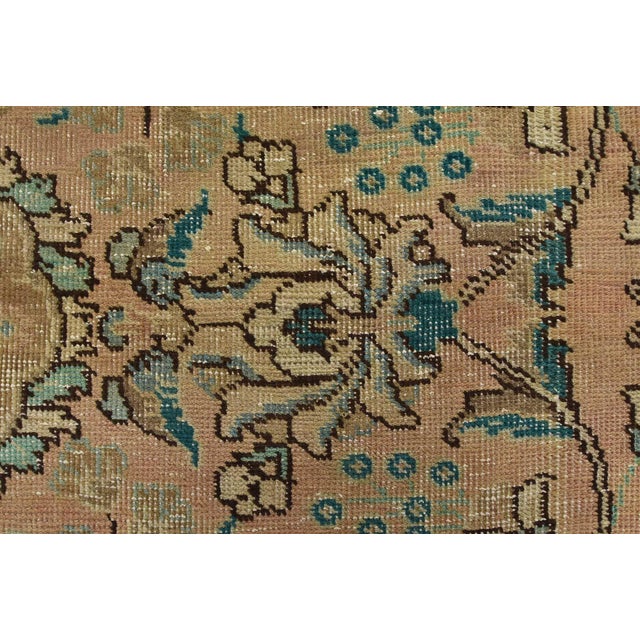 Tabriz Rug 9’7” X 12’4” Pink Wool Vintage Distressed Hand-Knotted Carpet For Sale - Image 10 of 15