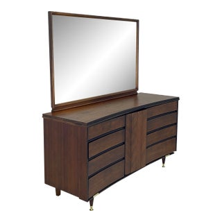 1950s Triple Dresser & Mirror by Unagusta in Walnut For Sale