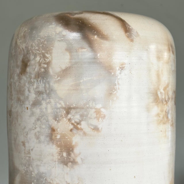 Ceramic Vintage Monumental Raku Fired White Glazed Ceramic Vessel by David Smyth, Signed For Sale - Image 7 of 12