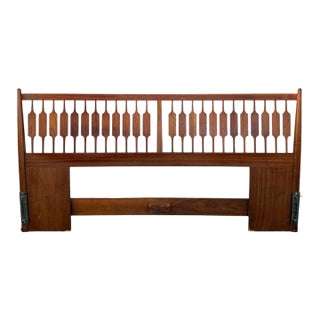 1960s Mid-Century Modern Slat Walnut Headboard by Kipp Stewart & Stewart McDougal For Sale