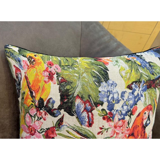 Woven Tropical Jungle Pillow Cover For Sale - Image 14 of 17