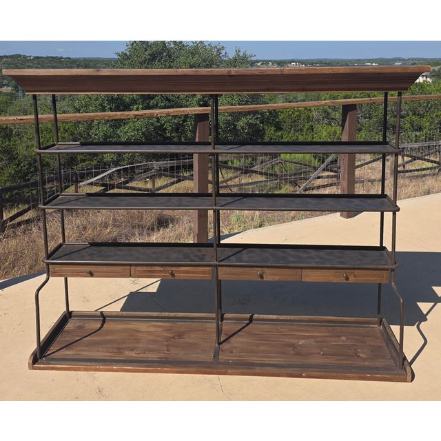 Brown Mercantile Iron and Wood Display Rack With Drawers For Sale - Image 8 of 17