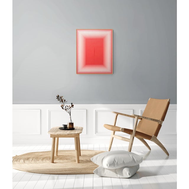 Abstract Contemporary Abstract Acrylic on Canvas "Autosuggestion (Peach)" by Andy Harwood For Sale - Image 3 of 5