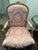 This elegant pair of chairs features a classic French Provincial design with a gilded wooden frame and soft, floral damask...