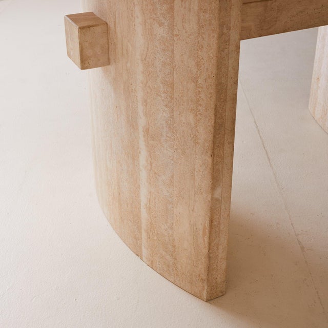 Modern Italian Filled Travertine Oval Dining Table, 1970s For Sale - Image 3 of 11