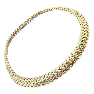 Vintage Tiffany & Co. Vannerie Basket Weave Yellow Gold Necklace For Sale