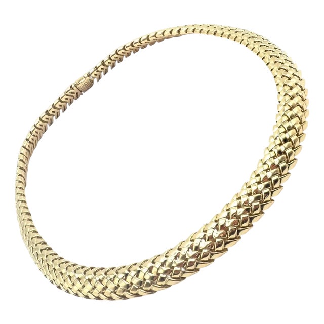 Vintage Tiffany & Co. Vannerie Basket Weave Yellow Gold Necklace For Sale