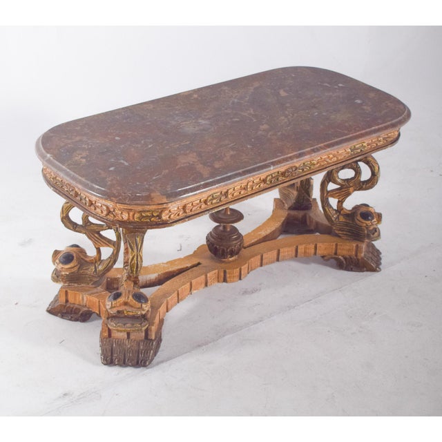 Rectangular Coffee Table with Marble Top, 1920s For Sale - Image 11 of 13