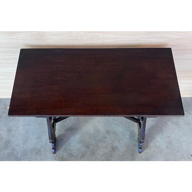 19th Century Ebonized Baroque Spanish Side Table with Lyre Legs For Sale - Image 4 of 18