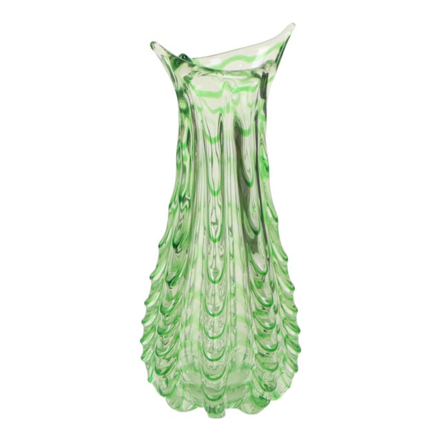 Large Vintage Green Glass Vase, 1960s For Sale - Image 12 of 18