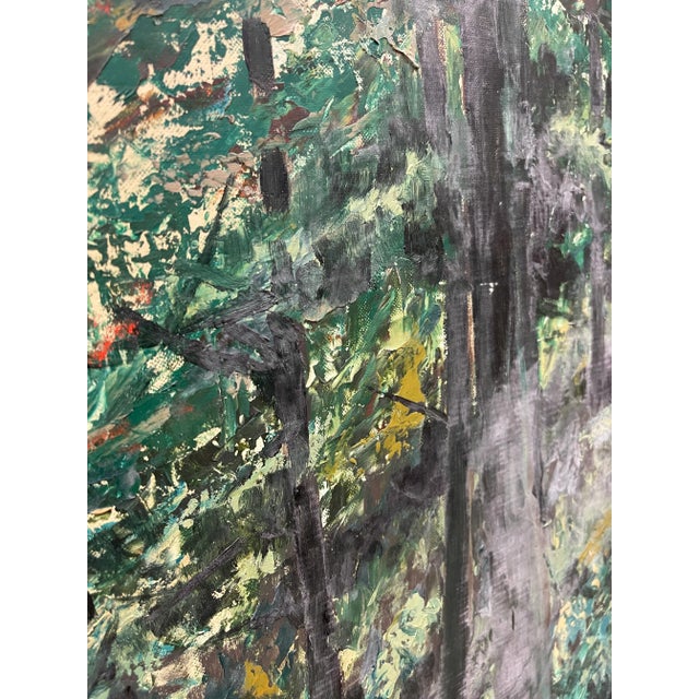 Mid-20th Century Oil Painting "Woods" by Del Kay - Pacific Northwest Forest Landscape For Sale - Image 9 of 10