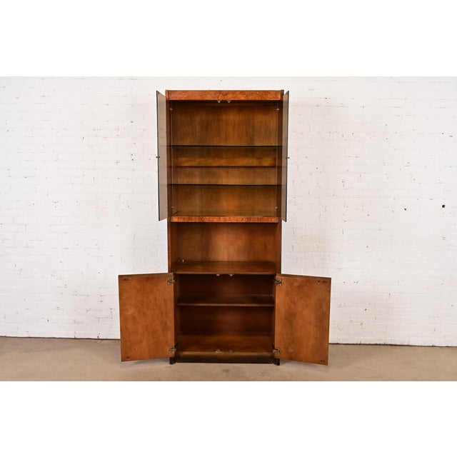 Jack Cartwright for Founders Burl Wood Lighted Bookcase or Bar Cabinet, Circa 1970s For Sale In South Bend - Image 6 of 11