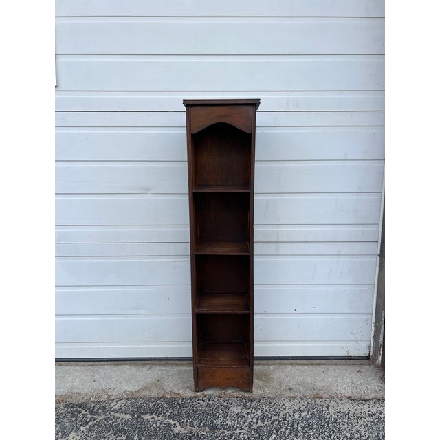 Vintage Narrow Wooden Bookcase With Dark Finish For Sale In Portland, ME - Image 6 of 7