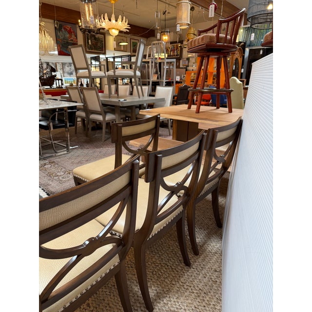 Wood Schumacher French Empire Revival Mahogany Dining Chairs, Set of Eight For Sale - Image 7 of 12